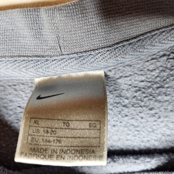 Vintage Woman's Nike Sweatshirt Sz. XL Blue Spell Out Logo Front LS 100% Cotton - Picture 5 of 10